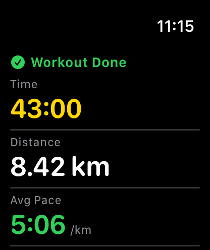 Apple Watch workout summary with effort rating